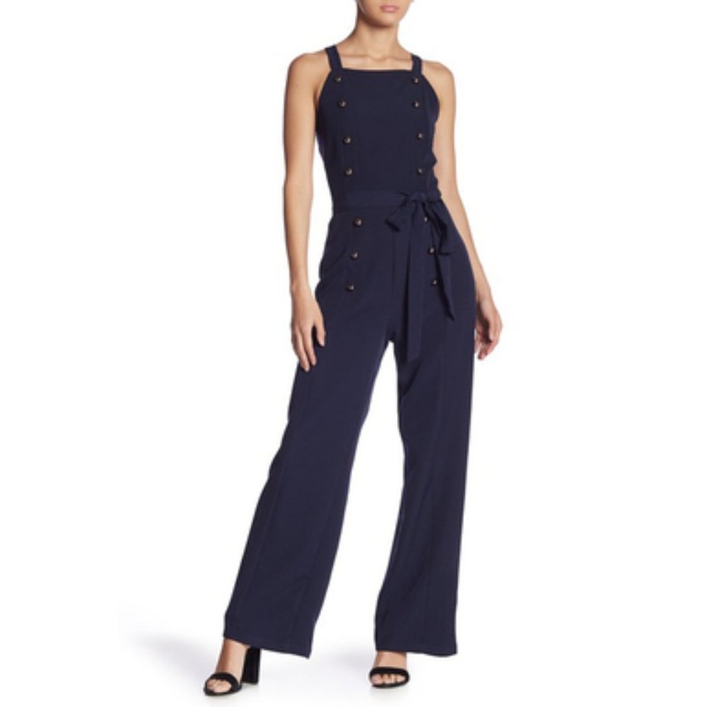 NWT SUPERFOXX Button Accent Waist Tie Jumpsuit XS